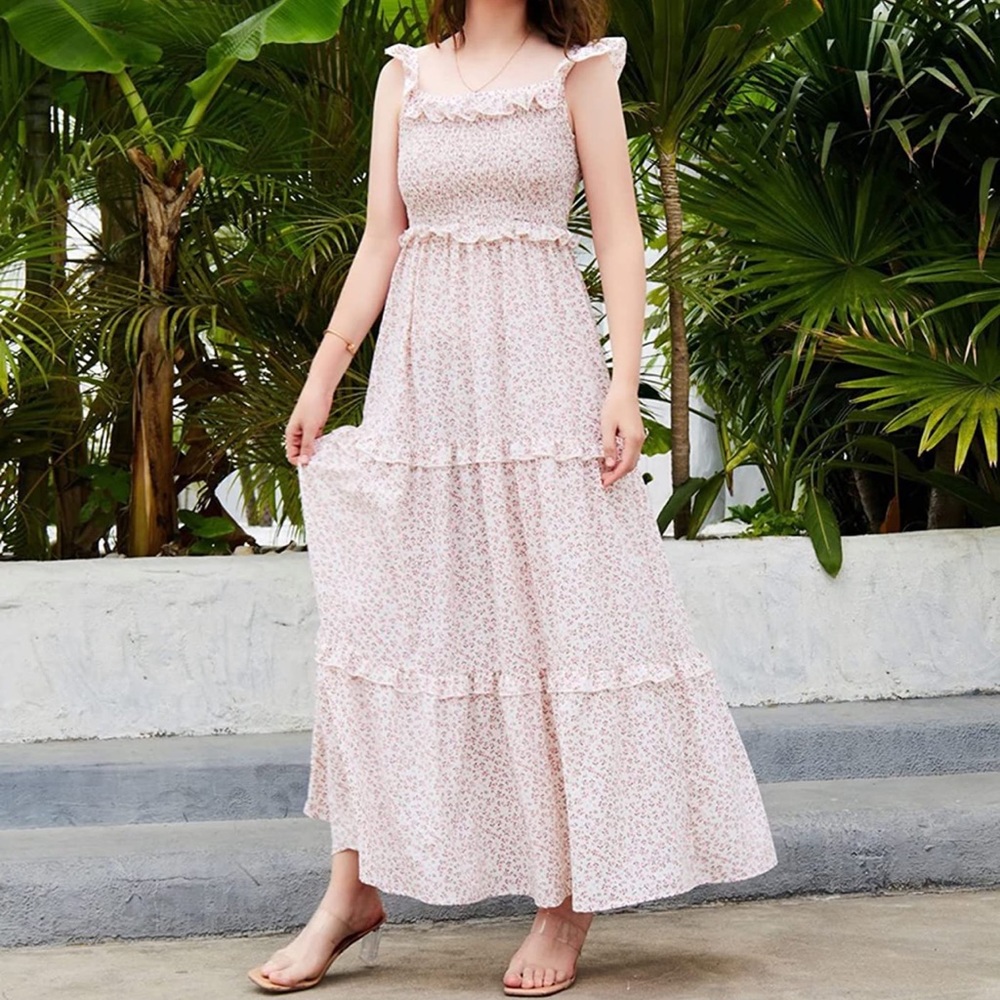 Floral Cottagecore Smocked Maxi Dress